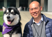 CFRM Program Director Tim Leung with UW mascot Dubs II.