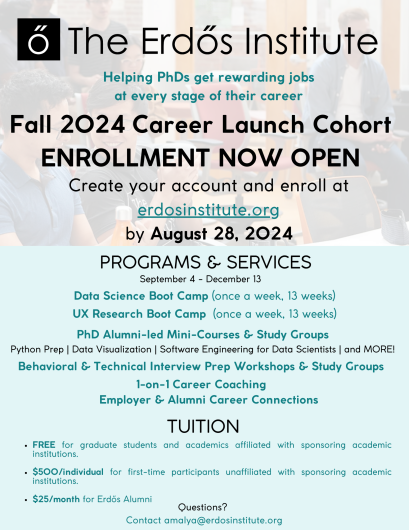 Erdős Institute Fall 2024 Enrollment Flyer