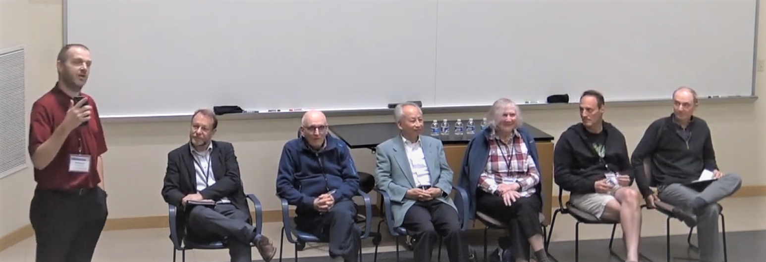 From left to right: moderator B. Deconinck, panel members: P. Schmid (Imperial College London), C. K. R. T. Jones (UNC), K. K. Tung, A. Greenbaum, J. N. Kutz, and C. Bretherton.