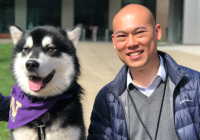 CFRM Program Director Tim Leung with UW mascot Dubs II.